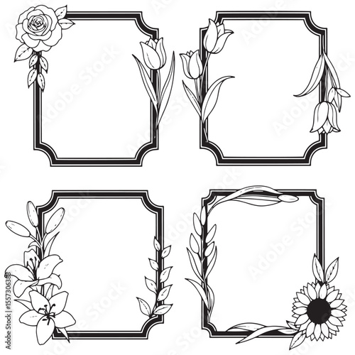 Dainty and Refined Vintage Decorative Floral Frames Vector Collection