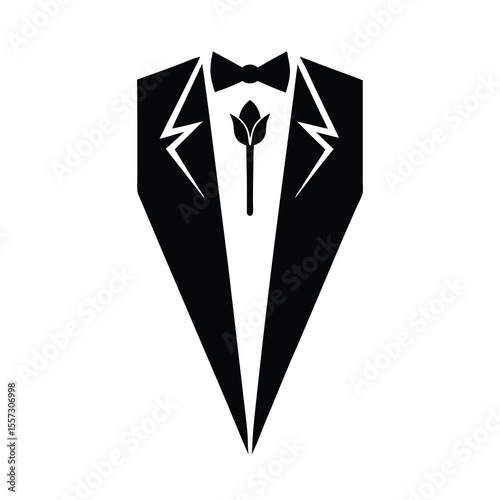 Elegant Tuxedo with Bow Tie Silhouette