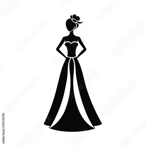 Elegant woman in gown fashion silhouette