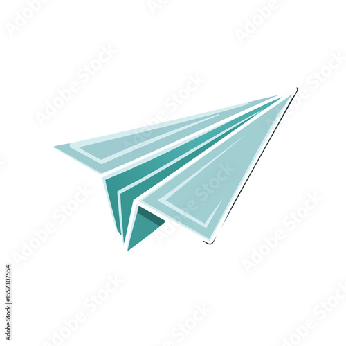 Illustration of a teal origami paper airplane against a black backdrop symbolizing travel, connection and speed.