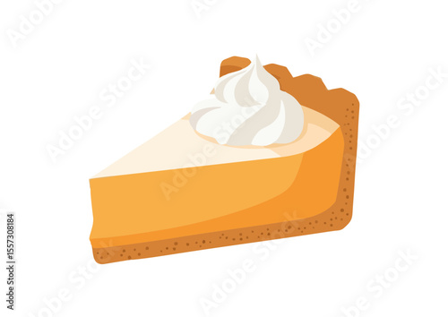 Slice of pumpkin cheesecake with whipped topping 
