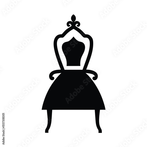 Elegant antique throne chair black silhouette