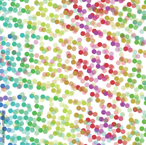 Vector festive art consists of colored translucent confetti or circles.