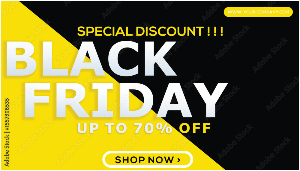 Black friday sale banner on yellow and black background Black friday sale banner on yellow and black background