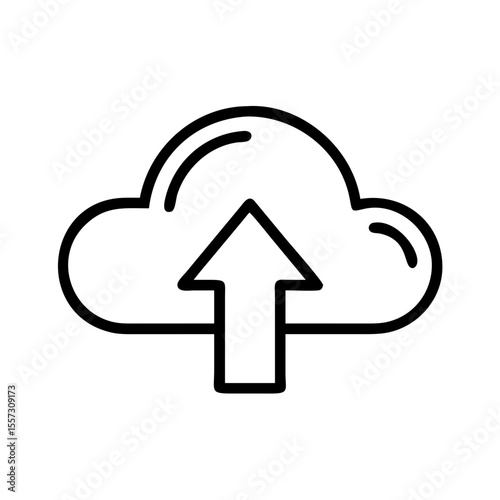 Simple black line cloud upload icon with an arrow
