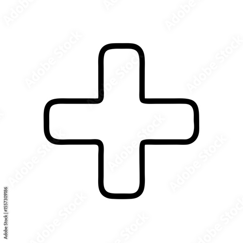 Isolated black plus symbol with rounded corners
