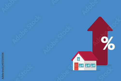 House model with a percentage symbol , symbolizing real estate and financial topics.	
