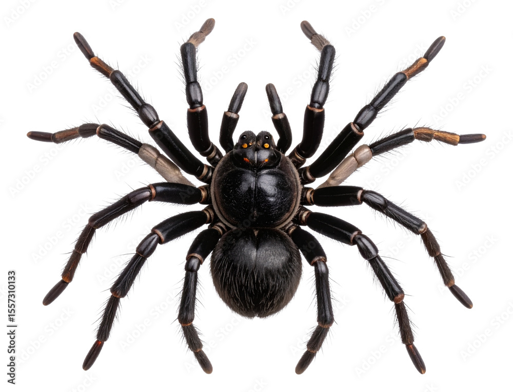 Obraz premium Realistic Black Spider with Hairy Legs and Shadow – Wildlife PNG.