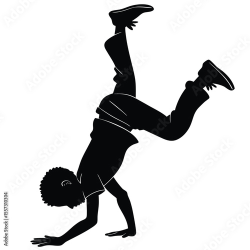 Dynamic Breakdancing Silhouette: Powerful Pose Graphic