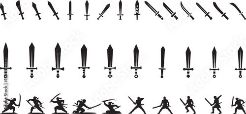 Sword collection warrior silhouettes swords blade