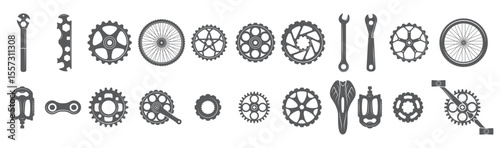 gears chains wheels other different parts bicycle bike pedal elements cycle biking