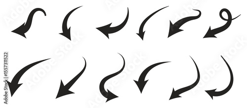 flat style curved arrow icon collection isolated different kinds arrow symbol indicator