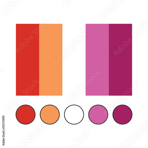 lesbian pride Color Palette vector on transparent background 