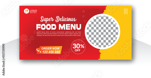Super delicious fast food social media banner post template. Food banner or poster design for online business marketing. Business branding, web ads, social media ads, social media posts.