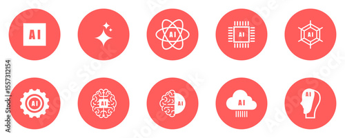 artificial intelligence / AI icon collection, artificial intelligence icon pack isolated without background