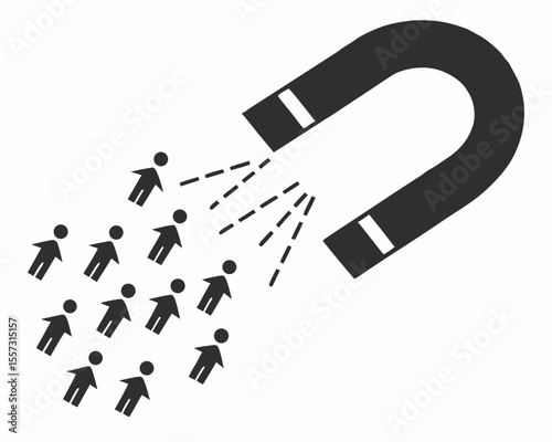 Magnet attracting people conceptual illustration suitable for business and marketing