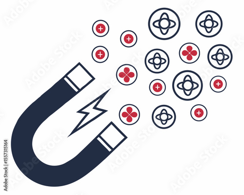 Magnetic attraction concept illustration with design elements and transparent background
