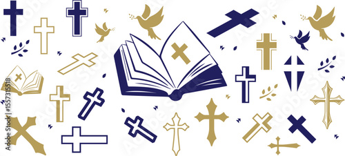 Christian building church catholic doodle hand drawn icon. Outline drawing Christian building catholic church line clipart symbol
