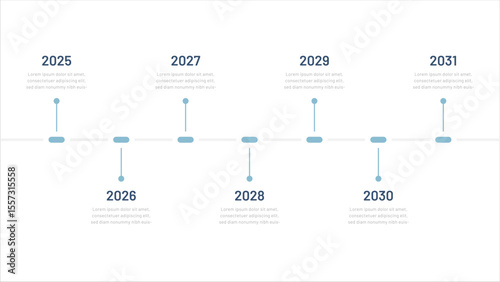 A seven-year timeline. Infographics for a presentation or website. Modern 7-step diagram