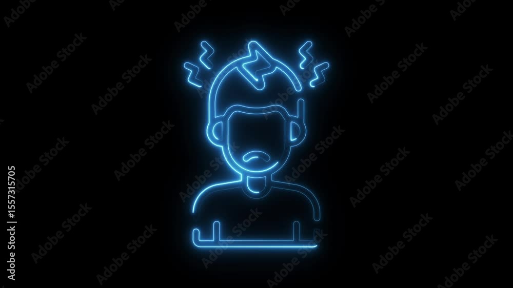 Animated neon outline of a person experiencing stress and anxiety mental health concept Animated neon outline of a person experiencing stress and anxiety mental health concept