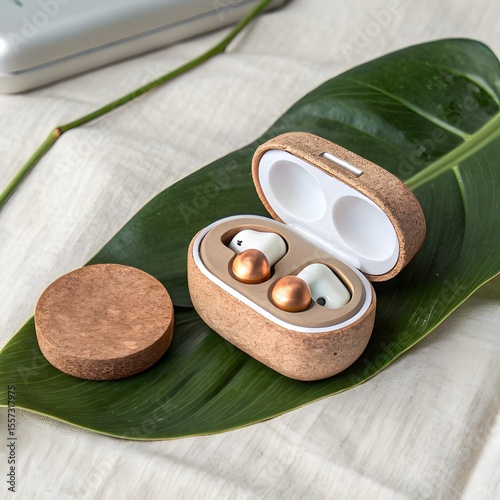 Cork-Shell Earbuds in Leaf Case