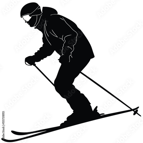 Dynamic Skier Silhouette: Powerful Vector Graphic for Winter Sports