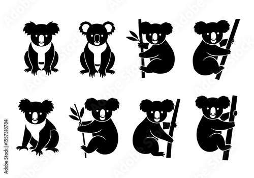 Silhouette Illustration Cute Koala Collection Australian Animal Mammal Icon