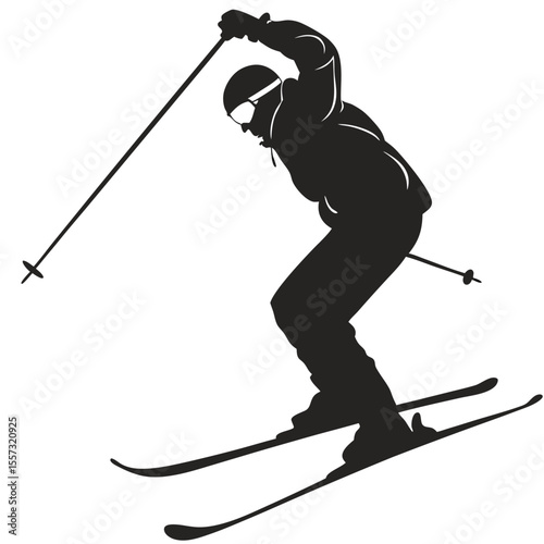 Dynamic Silhouette of a Skier: Powerful Winter Sports Graphic