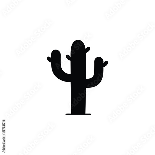 Desert Cactus Silhouette Simple Vector Illustration