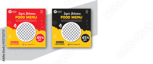Super delicious food menu social media banner post template