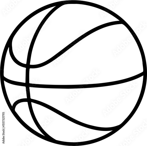 basketball vector line art illustration, isolated on white