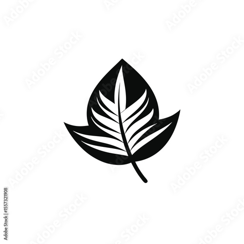 Elegant Black and White Leaf Illustration Nature Inspired Vector Graphic