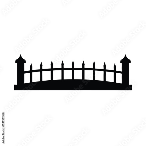 Elegant Arched Fence Silhouette Vector Illustration
