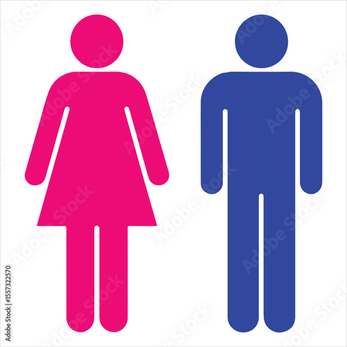 Simple graphic icons of a female and male figure in pink and blue