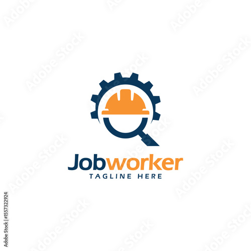 job worker contractor logo design job search concept recruitment agency HR