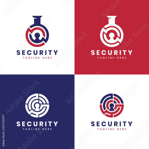 lab security maze security creative logo design modern minimal concept