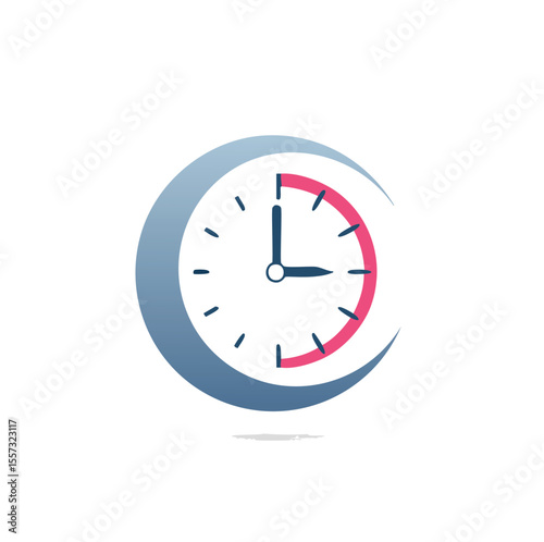 Clock face with blue arc