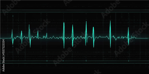 Medical monitor displaying a green heartbeat sound wave on a black background, illustrating health and cardiology data