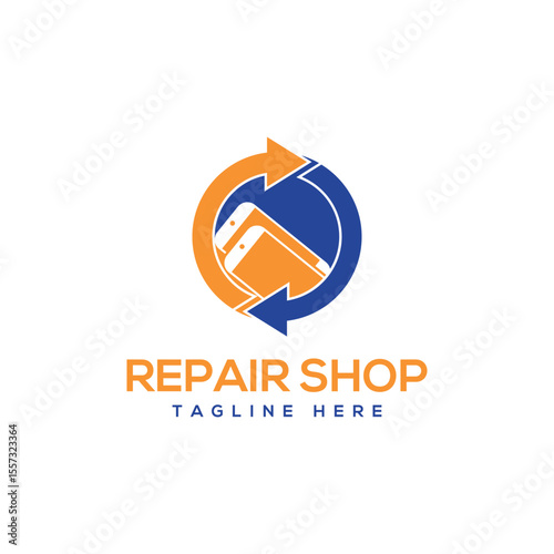 mobile repair shop logo design modern minimal concept mobile business solution gadget