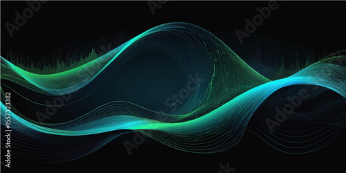 Abstract fractal blue wave with flowing lines and dynamic light effect