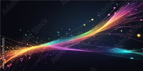 Colorful fractal waves glow with futuristic energy, creating a vibrant abstract backdrop