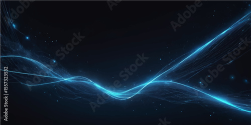 Abstract blue background with glowing fractal lines and flowing curves creating a dynamic digital art illustration