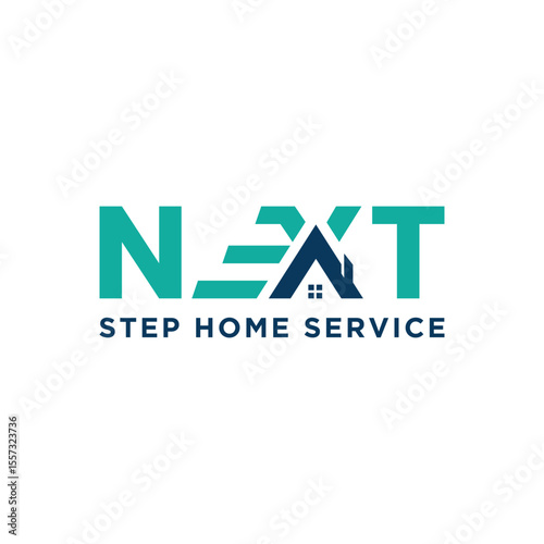 next step home service creative wordmark lettering logo design