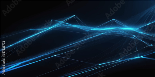 Abstract blue background with dynamic light lines, a fractal technology pattern for virtual reality art