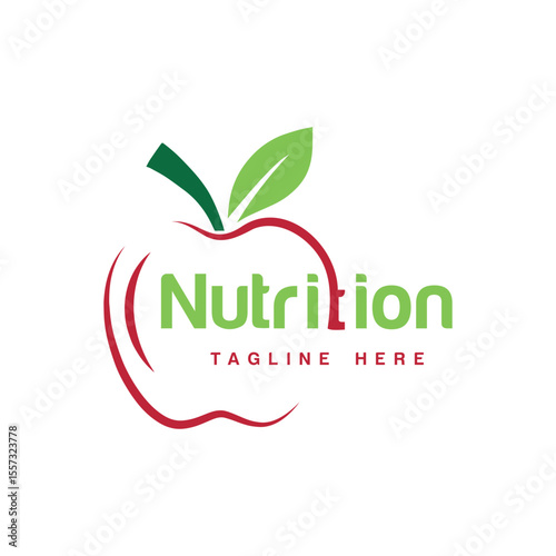 nutrition logo design apple word mark lettering healthy food