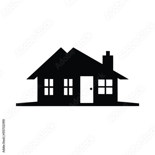 Simple House Icon Black Silhouette Illustration