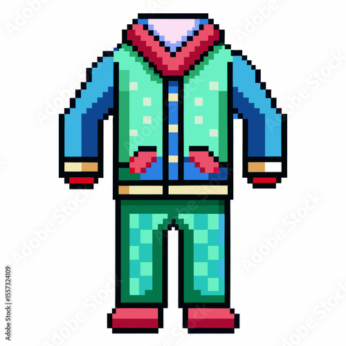 Retro Pixel Art Outfit Colorful 8 bit Hoodie and Pants Combo