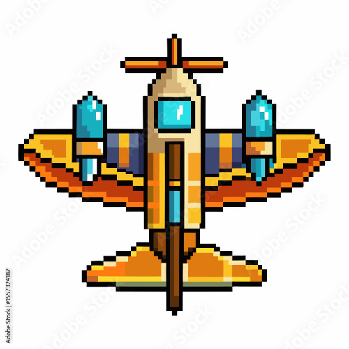 Retro Pixel Art Airplane   Colorful Vintage Aviation Illustration
