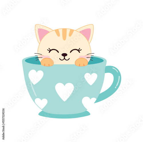 Cute cat in a teacup