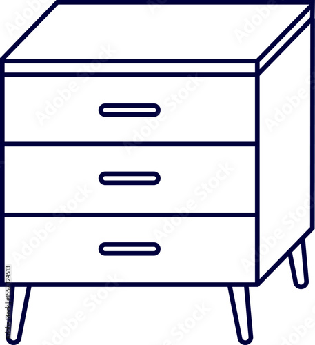 Vector illustration of furniture. Drawer or Cabinet icon on transparent background